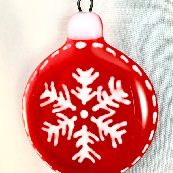 Scandinavian Style Fused Glass Christmas Tree Decoration 