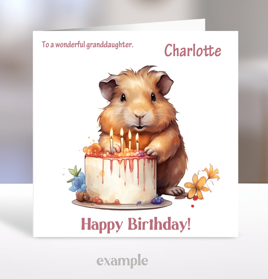 Personalised Cute Guinea Pig Children's Birthday Card 