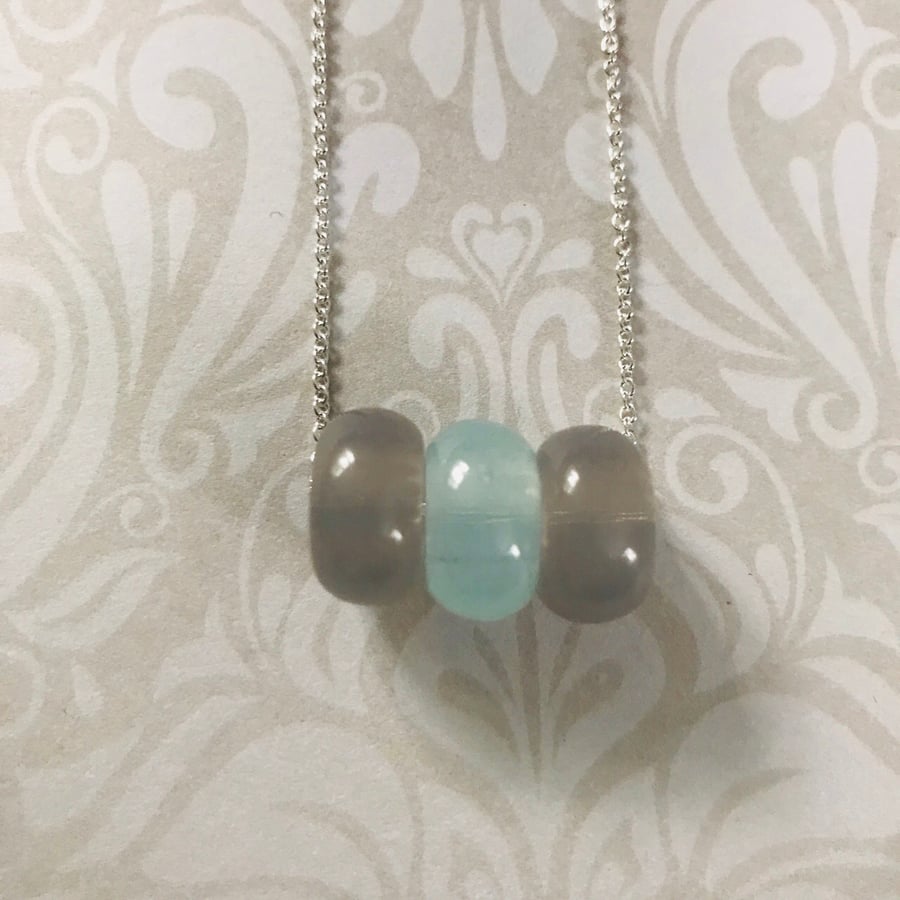 Gray & Blue Beaded Necklace