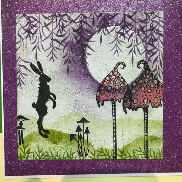 Greetings Card - Mystical Forest with Hare and Toadstool