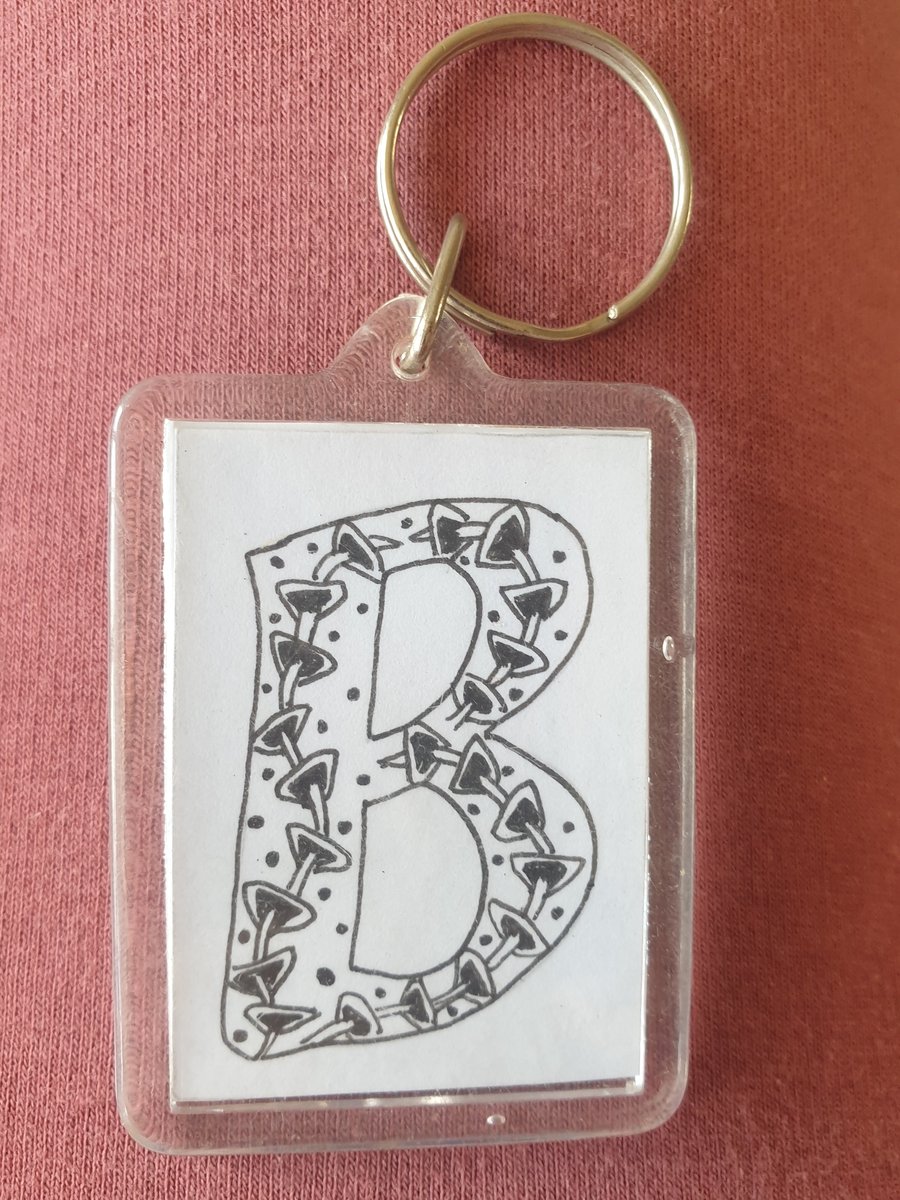 Hand drawn initial "B"  keyring.