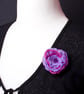  Fabric Flower Brooch - pink and lilac organza fabric pin with purple beads - Image 6