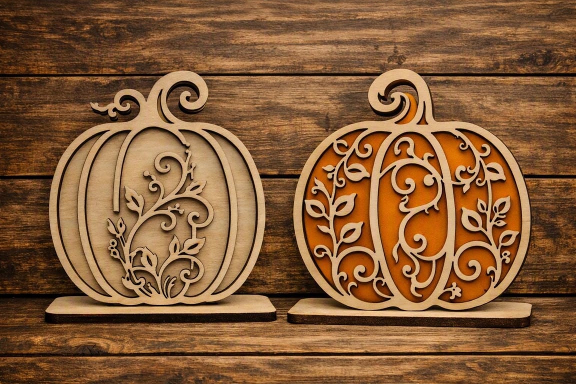 Laser Cut Wooden Pumpkin Decoration