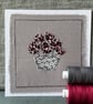 Embroidered, appliqué greetings card, with envelope. Blank inside.