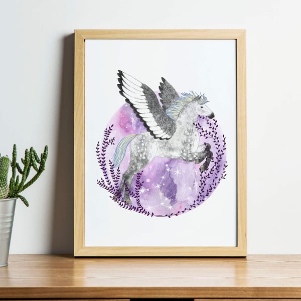 Pegasus: Celestial Watercolour A4 Art Print