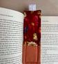 Floral Butterfly Fabric Quilted Bookmark - Red & Orange, Exposed Stitching - Image 6