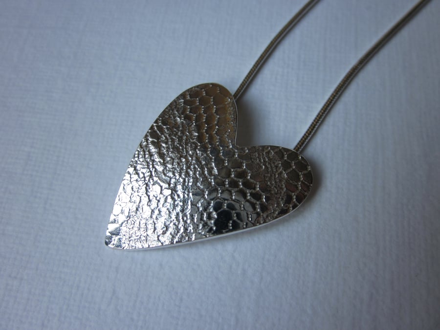 LARGE Sterling silver  Heart Pendant
