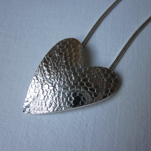 LARGE Sterling silver  Heart Pendant
