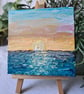 Mini canvas art with easel original art sunset painting home decor