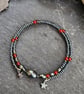 Red Agate and Haematite memory wire bangle - Image 4