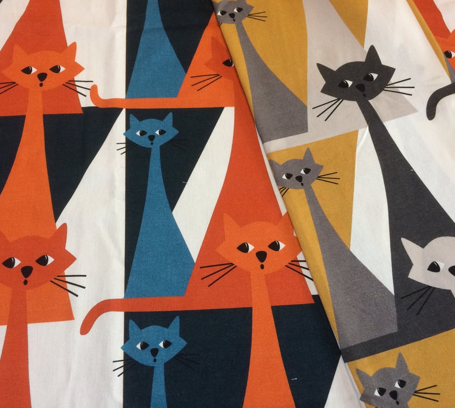 MIEOW ! FUN Cat Kitten Retro Style Swedish Fabric Lampshade