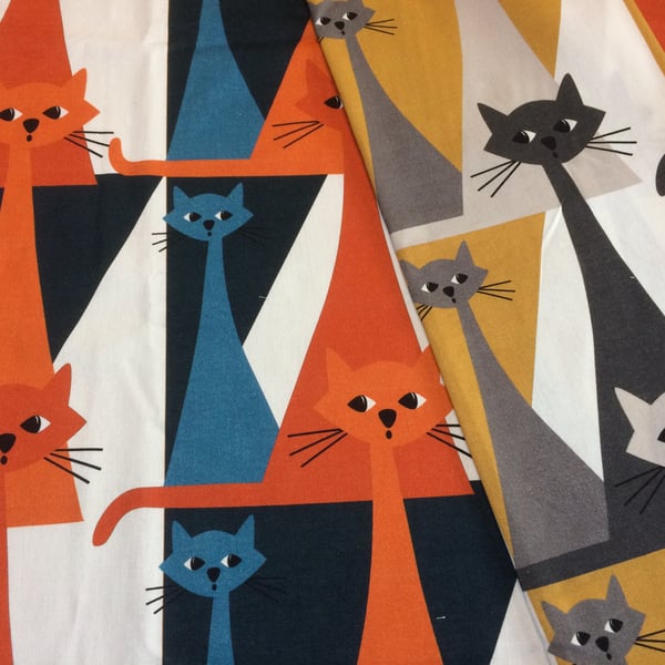MIEOW ! FUN Cat Kitten Retro Style Swedish Fabric Lampshade