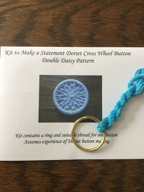 Kit to Make a Statement Dorset Button, Double Daisy Design, Turquoise  