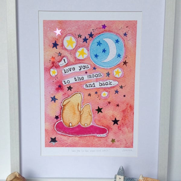 Pink embellished A4 Archival Print by Jo Roper ... - Folksy