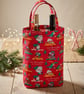 Eco-friendly red driving home for Christmas double bottle bag 