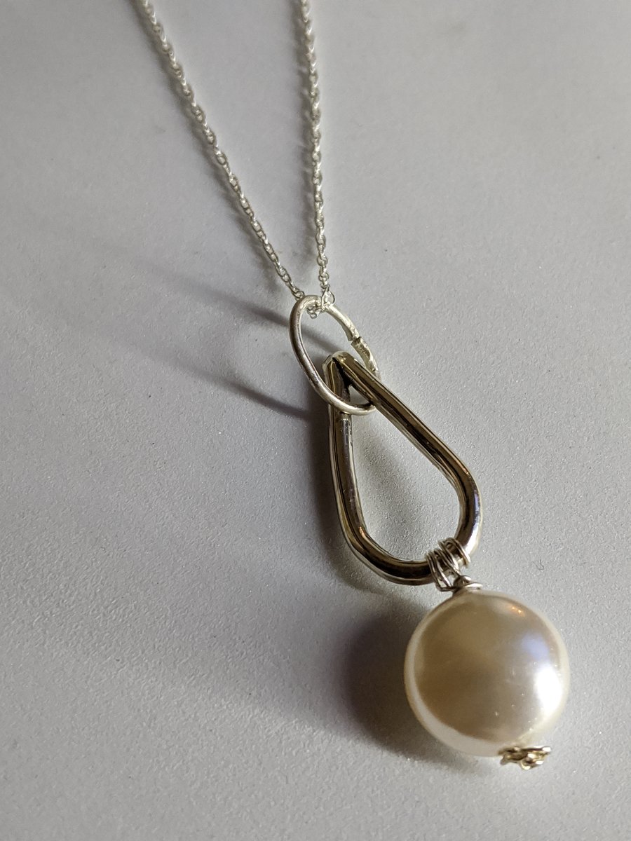 Sterling silver pear drop with swarkovski coin pearl