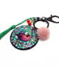 Handmade Bird Bag Charm Keyring with Tassel and Charms
