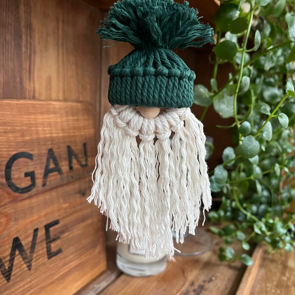 Dark Green Macrame Santa Decorations