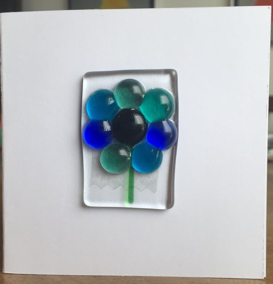 Glass flower art on blank card