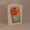 Orange rose handcrafted tag birthday card