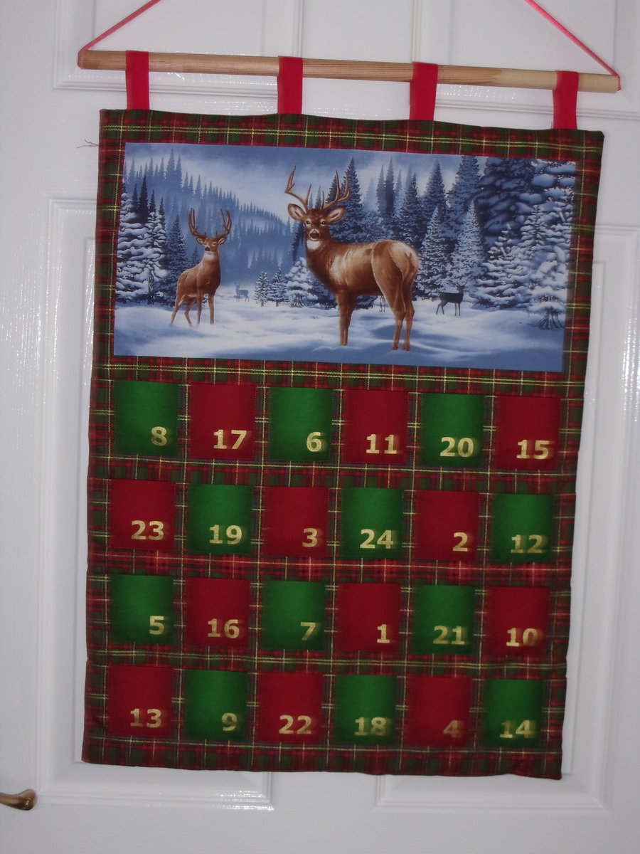 Advent Calendar with Red Deer Stags