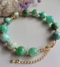 Jade gemstone beaded bracelet with adjustable chain