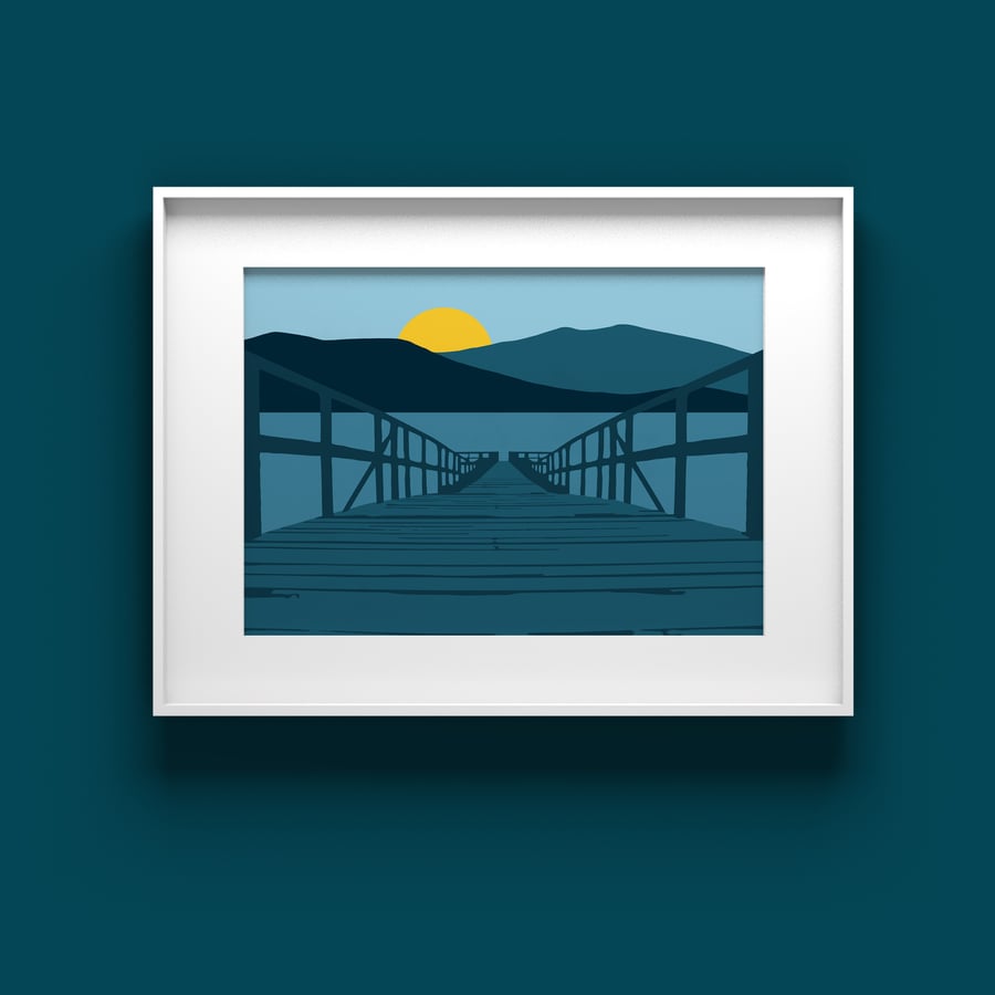 Navy blue abstract wall art, wall art for stairs, simple modern wall art