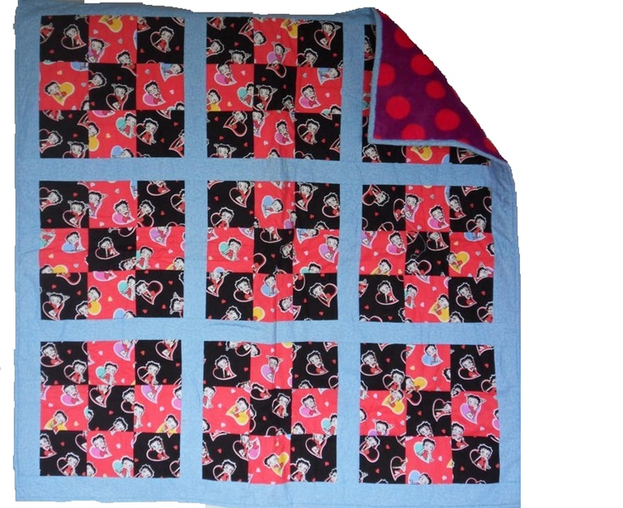 Homemade Betty Boop Patchwork Quilt. 41" x 41"