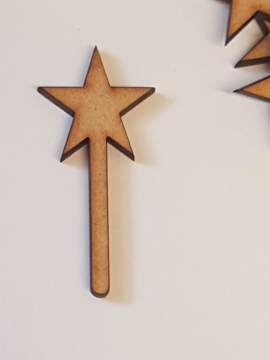 15 x Star Wand 5cm Craft Embellishment MDF Laser cut wooden shape