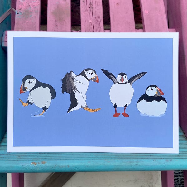 Puffin with Joe - A4 illustrated print