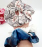 White satin, blue velour and William morris large scrunchie set of 3.  - Image 3