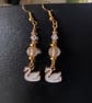 White and gold swan charm beaded dangle earrings  - Image 4
