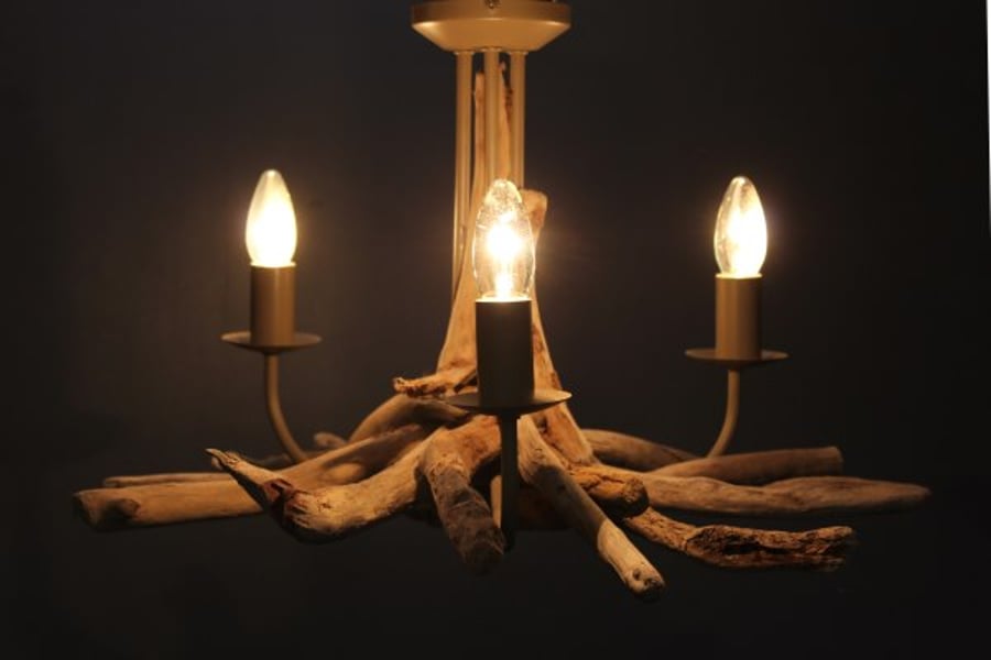 Driftwood Chandelier,Three light driftwood pendant,Drift Wood Light fitting 
