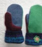 Mittens Created from Up-cycled Wool Jumpers.Fully Lined. Mohair Cuff - Image 2
