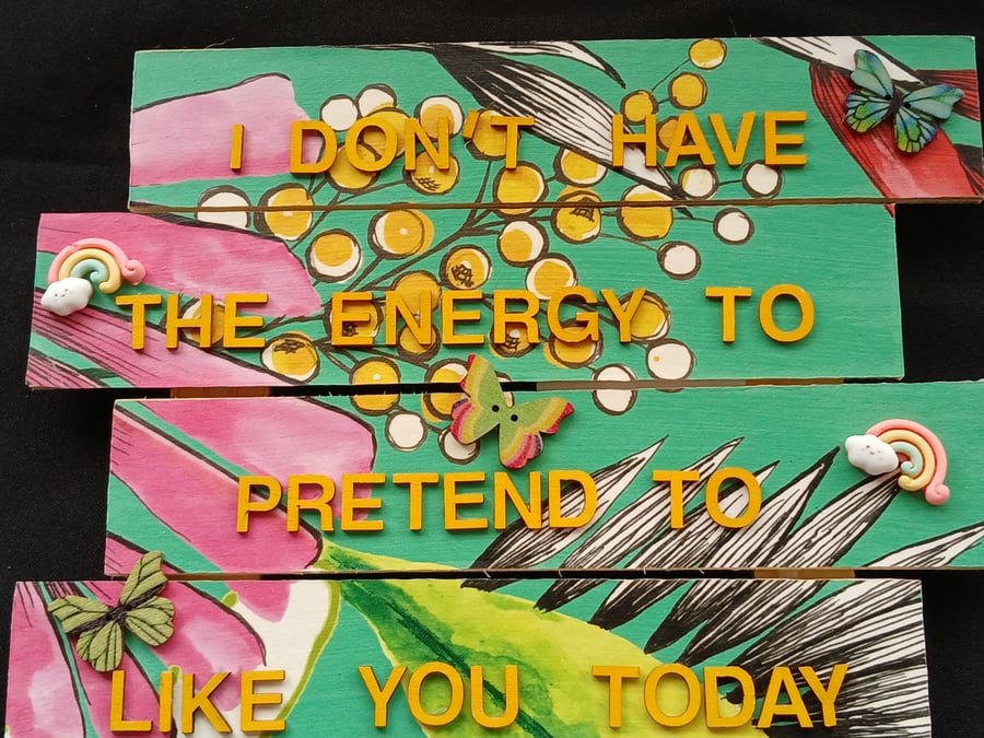 Hand decorated hanging wooden sign 