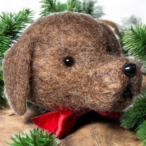 Needle felted dog bauble - chocolate Labrador