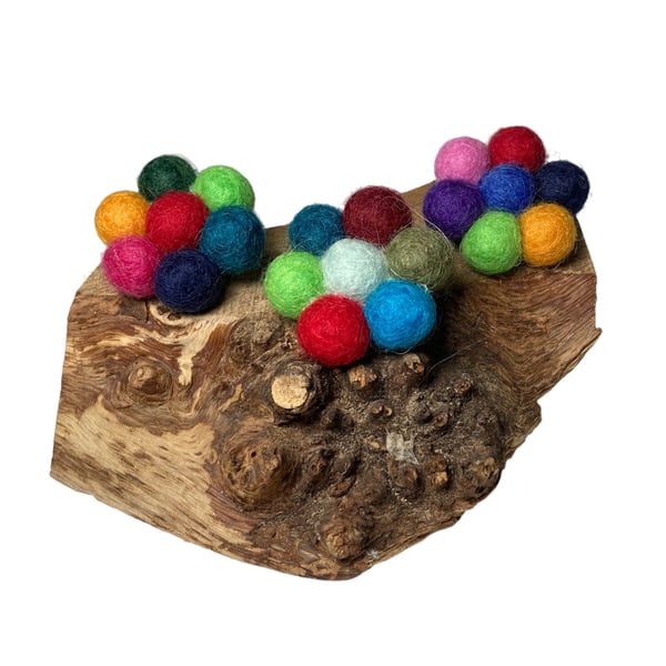 Felt ball flower brooch in bright colours