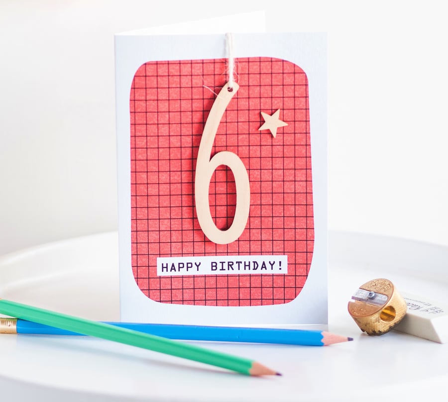 Age 6 Birthday Card - Keepsake Card, Handmade Card, Age 6, 6th Birthday, Happy B