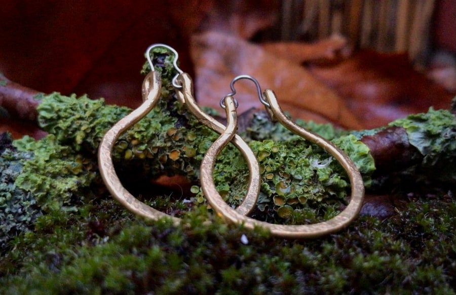 Bohemian Handmade Hoop Earrings in Brass