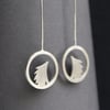 Silver hedgehog drop earrings
