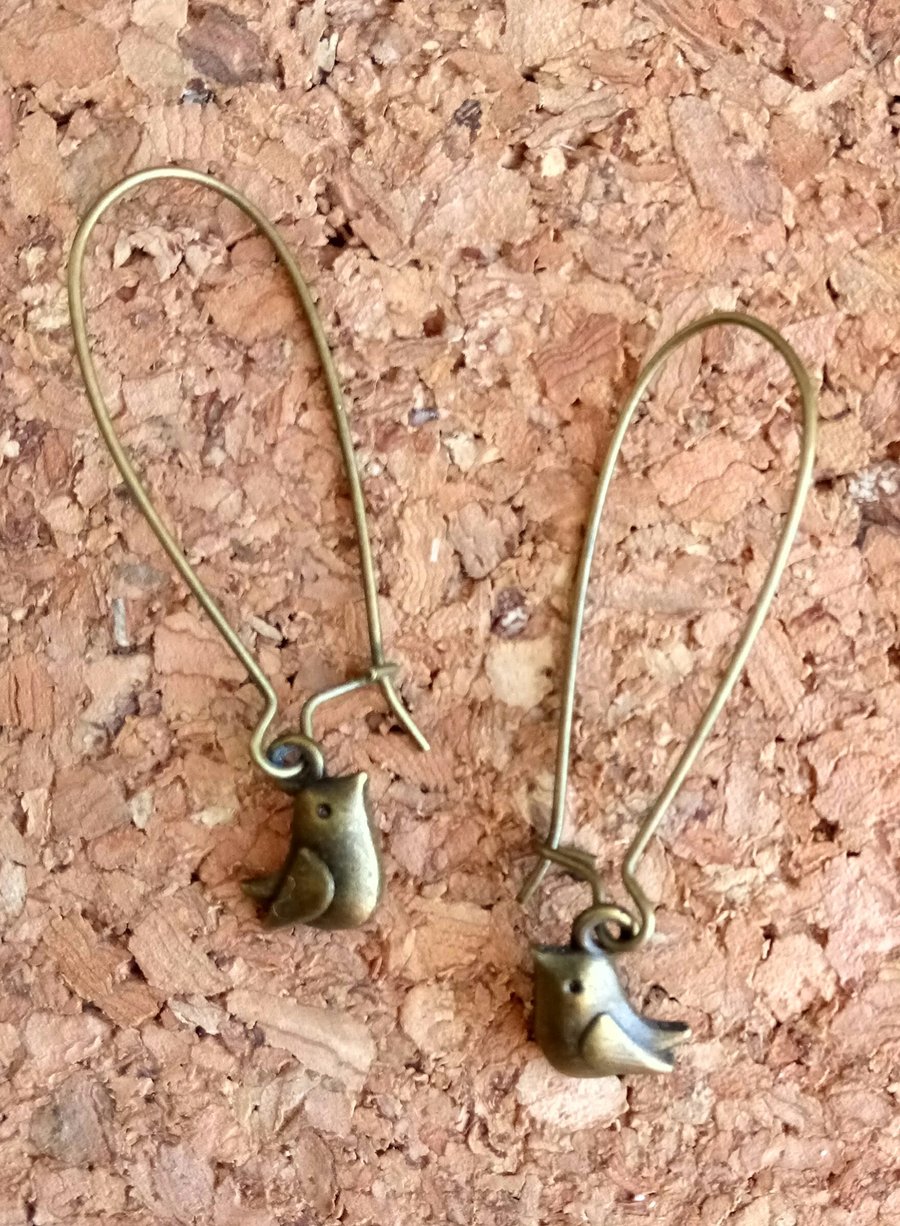  Antique Gold Style Tiny Bird Earrings