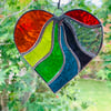 Stained Glass Wavy Heart Suncatcher - Multi Rainbow