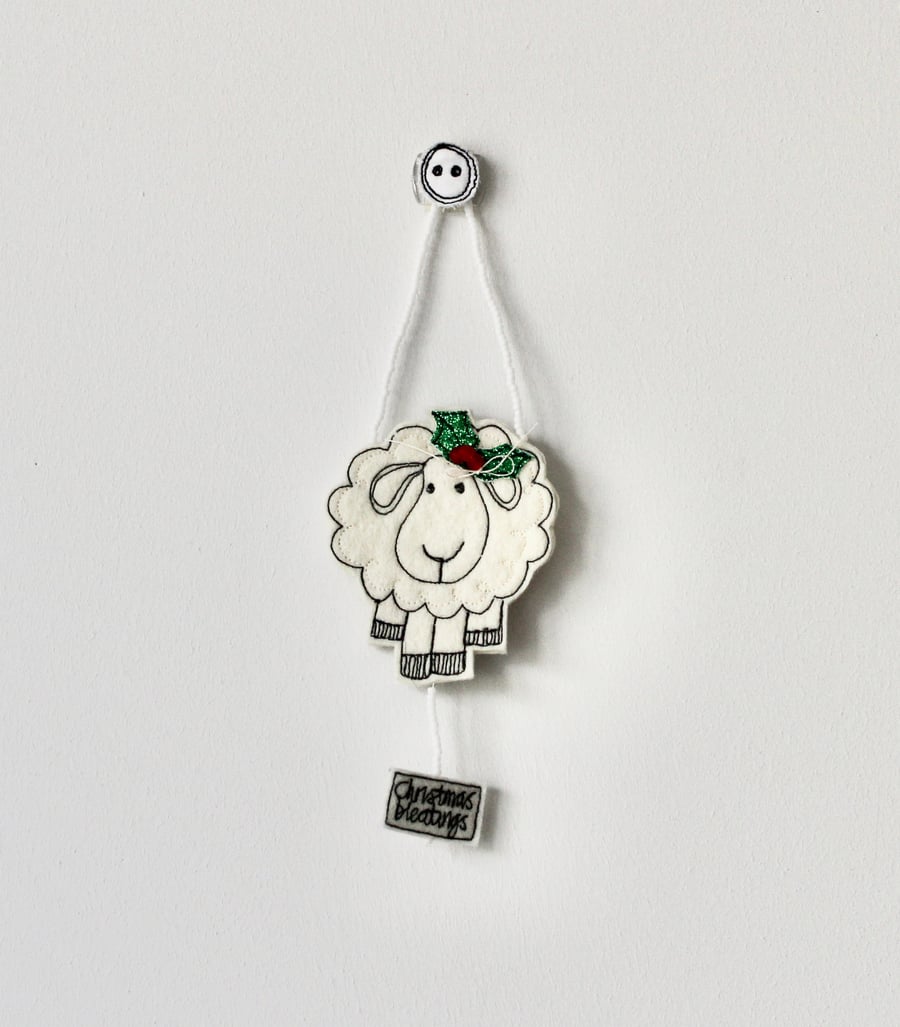 'Christmas Bleatings' Handmade Hanging Decoration