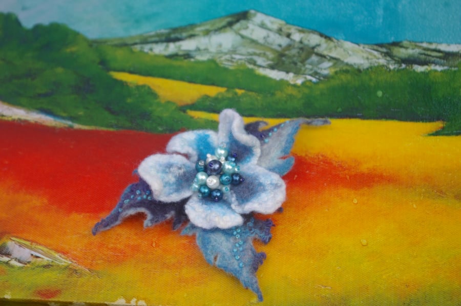 Handmade Felt Wool Flower Brooch