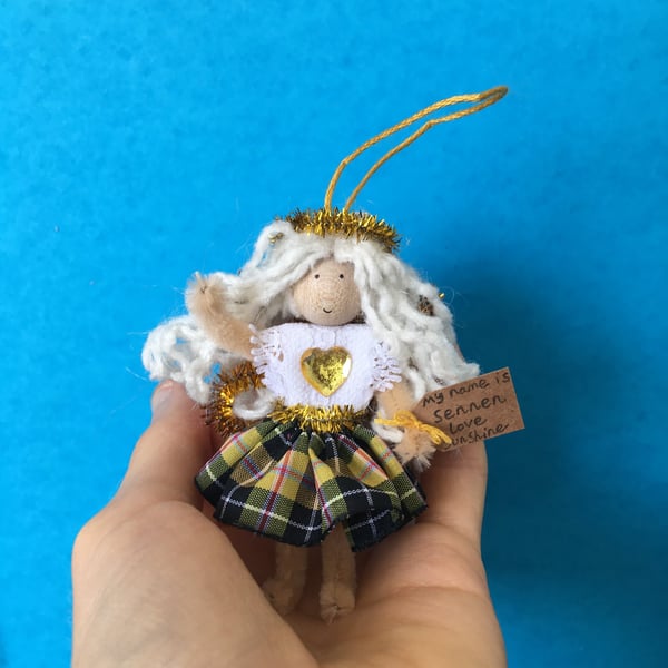 Tiny Cornish Fairy Doll Decoration, Cornwall Seaside Gifts