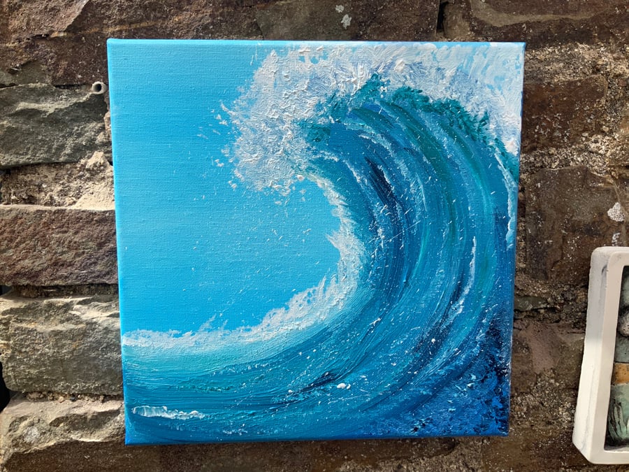 Acrylic Painting. Wave . Sea waves. Coastal Art. 10” by 10” canvas. 