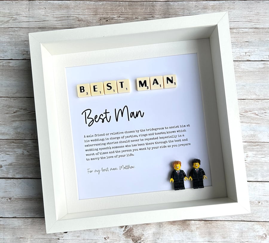 Best Man Scrabble Minifigures Frame Personalised 