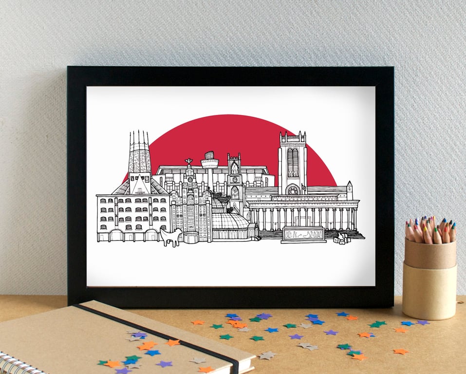 Liverpool - featuring LFC's Anfield Stadium - Skyline Art Print