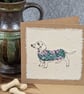 Dachshund - blank card - handmade stitched dog card, birthday card, greetings