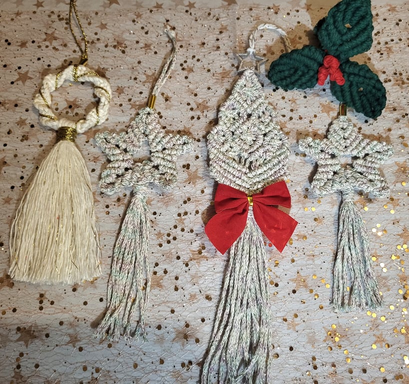 Macrame christmas hanging decor set-sparkle